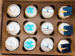 UNC graduation cupcakes