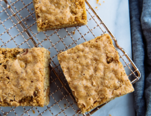 Oatmeal bars from Mad Hatter's Durham Bakery cooling on a wire rack